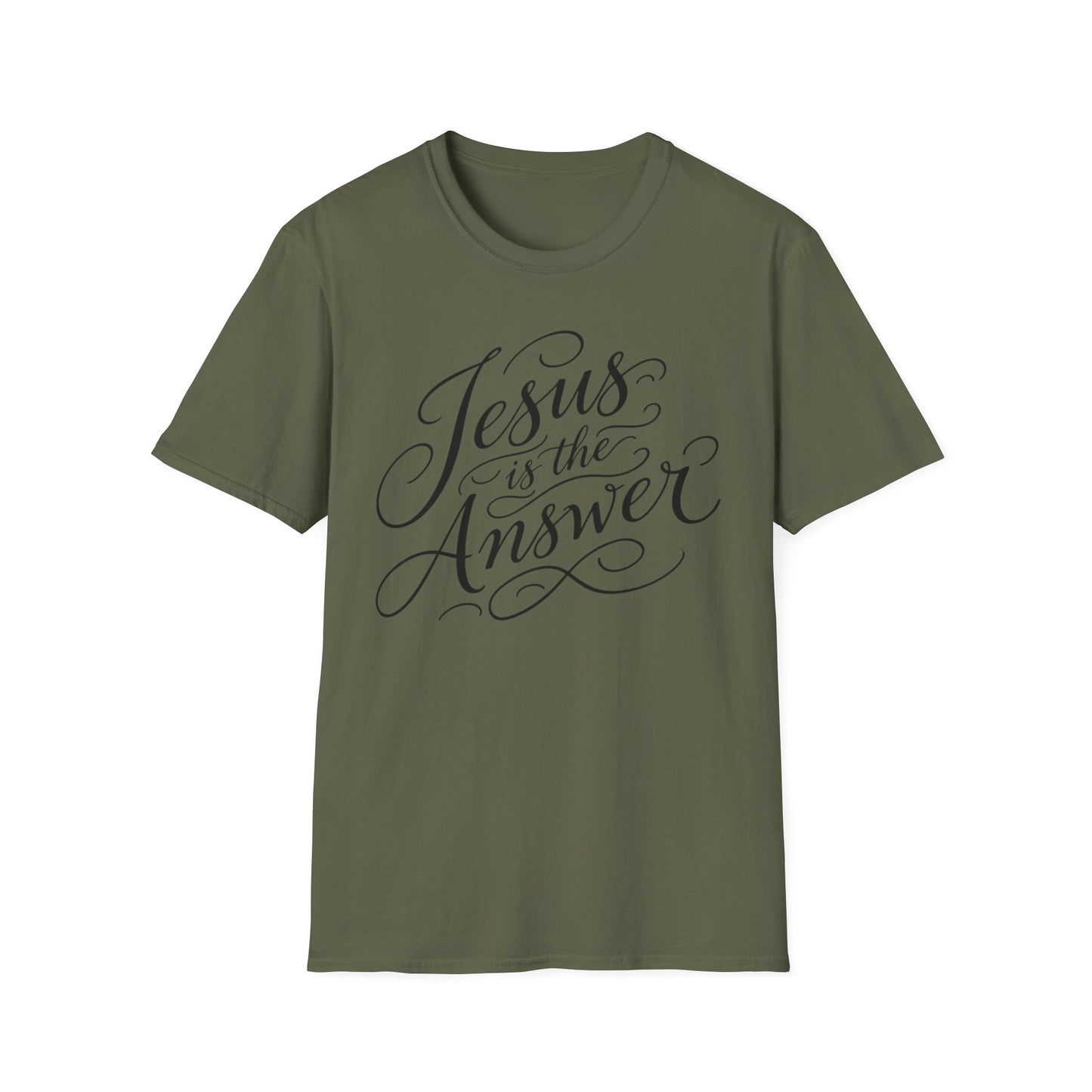 Jesus Is The Answer T-Shirt — Faith-Inspired Script Christian Tee