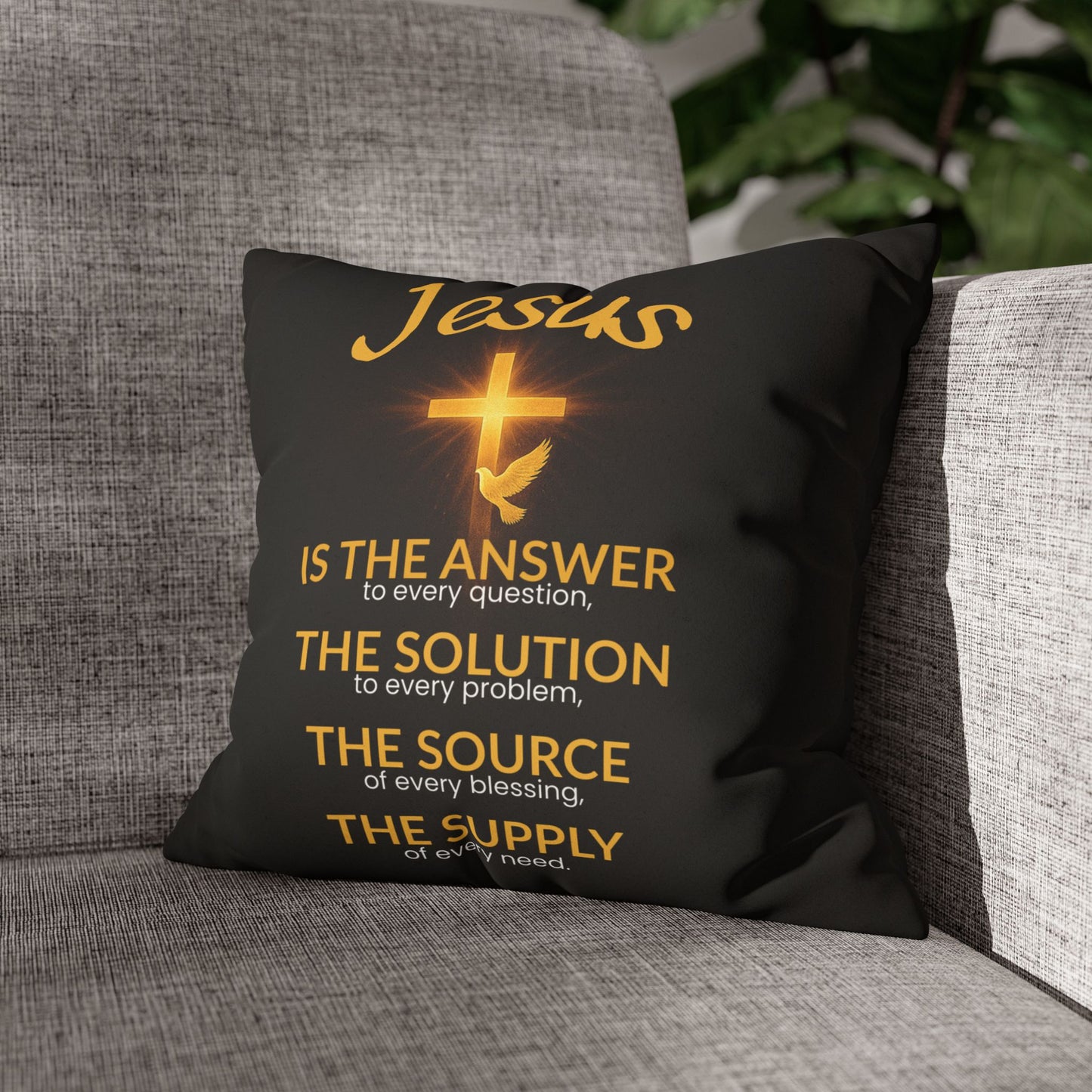 Inspirational Faux Suede Pillowcase with Jesus Quote, Religious Home Decor, Christian Gift, Faith-Based Home Accent, Throw Pillow Cover