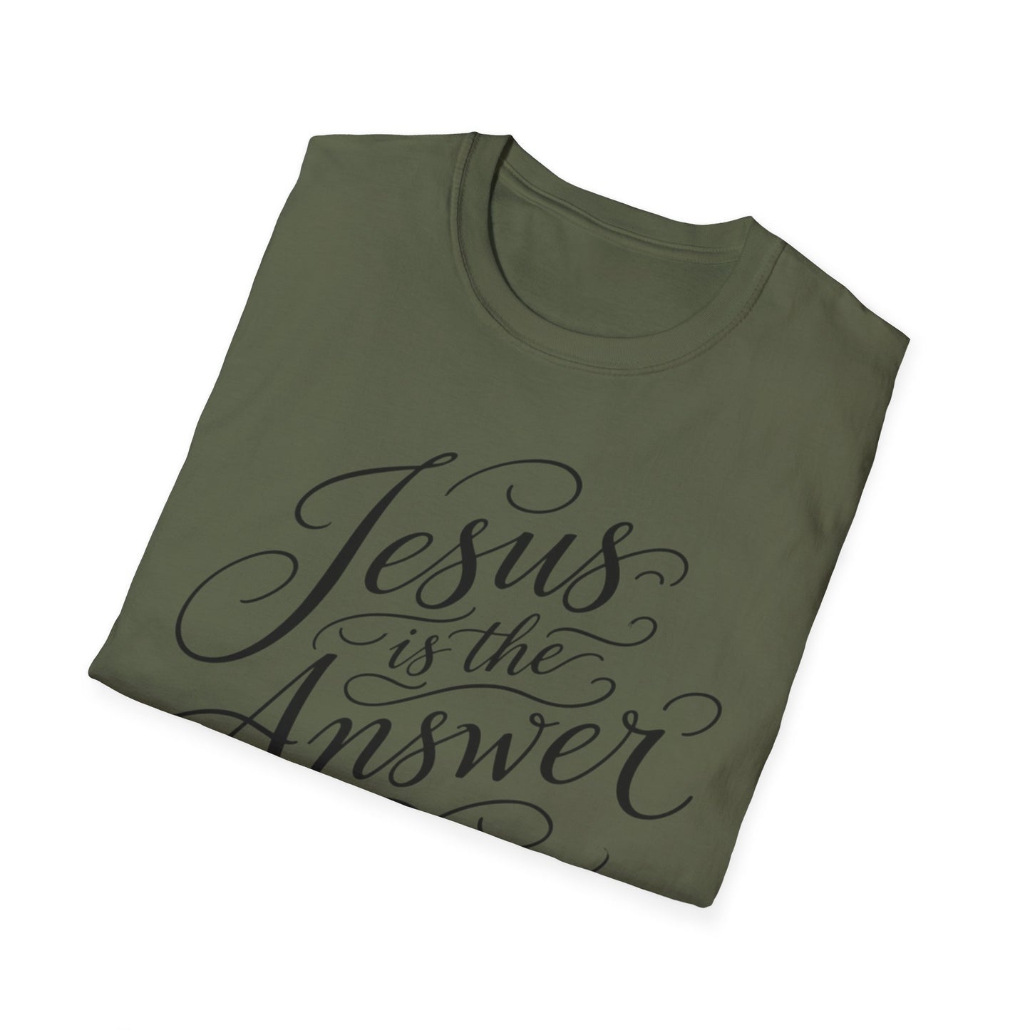 Jesus Is The Answer T-Shirt — Faith-Inspired Script Christian Tee