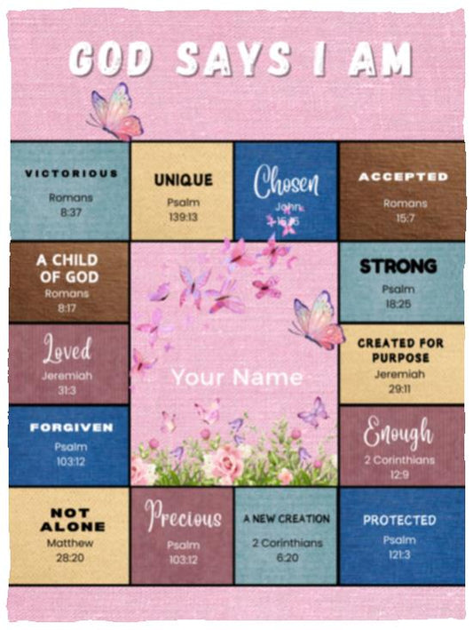 God Says I Am - Affirmations Name Blanket