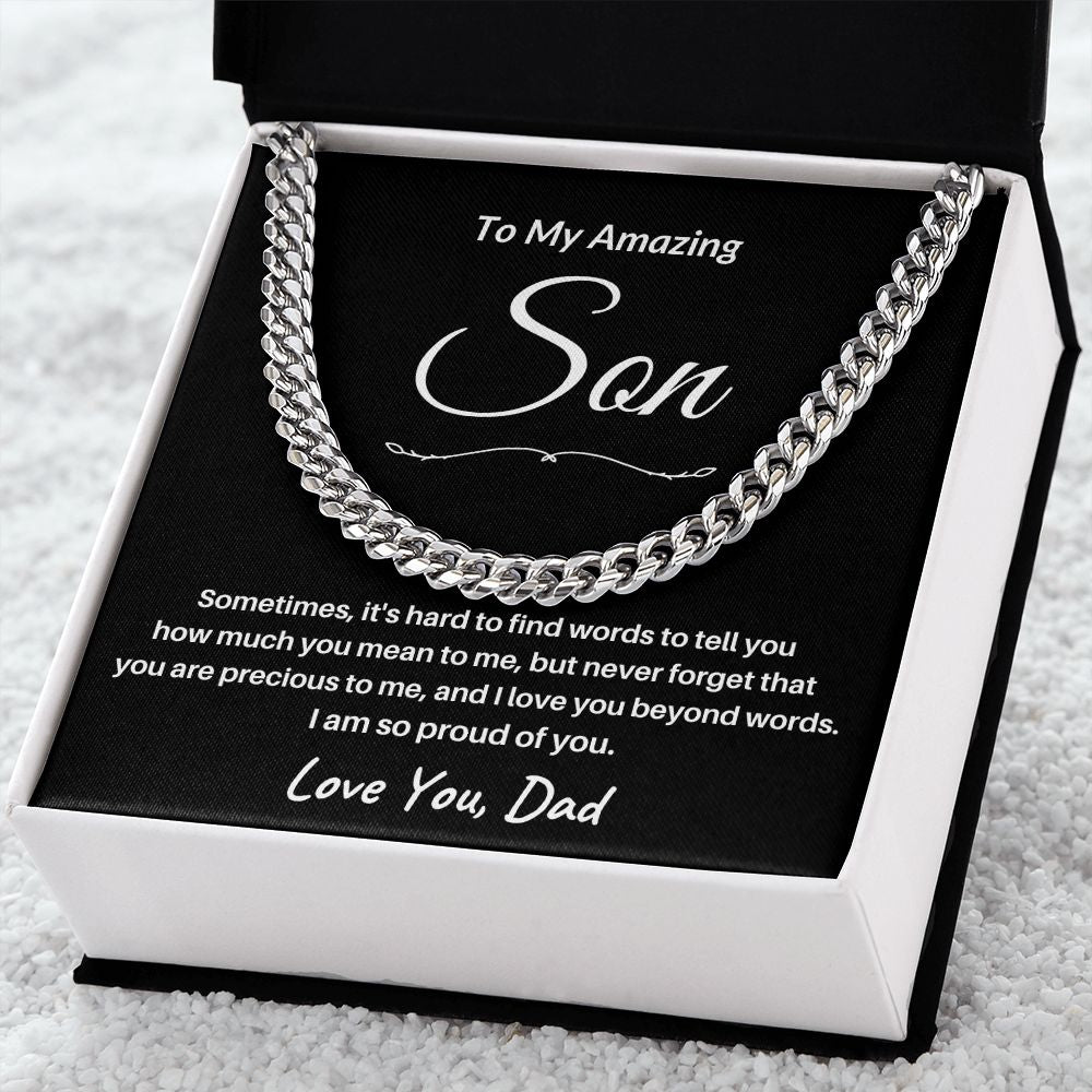 TO MY AMAZING SON/ CUBAN CHAIN - S104a